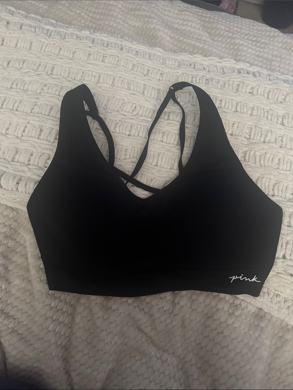PINK Victoria's Secret Black Strappy Seamless Sports Bralette